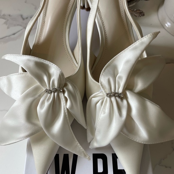JW PEI Satin Slingback Heels in Cream - Picture 7 of 9